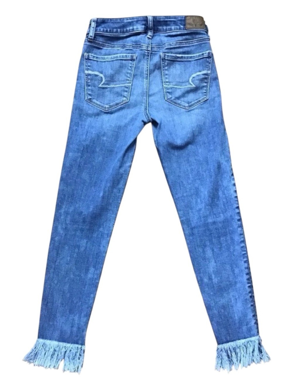 Aeo jeans high rise jegging ripped bottom ankle distressed jeans size 2 cropped